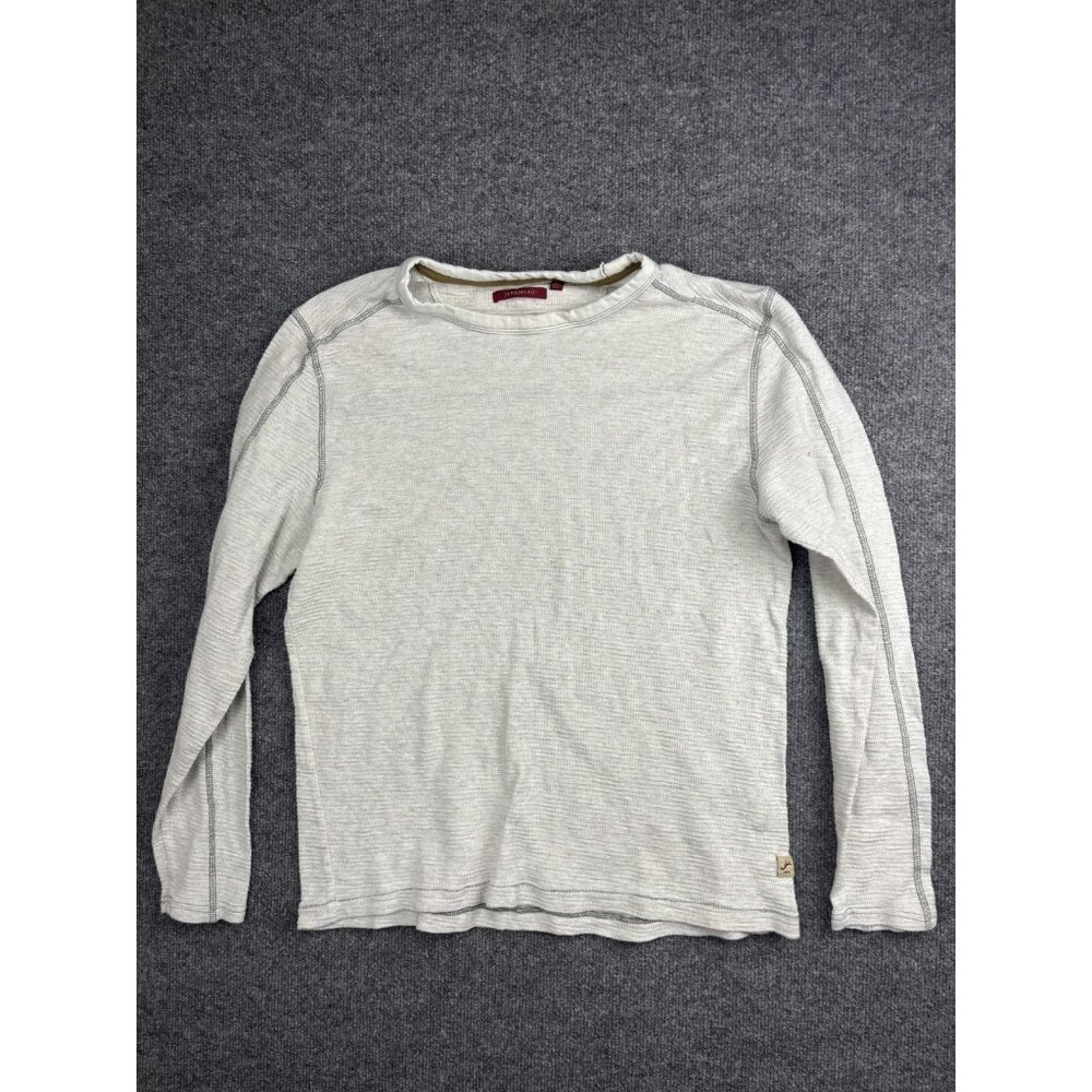 Jeremiah Shirt Mens Large White Striped Long Sleeve Textured Crewneck Cotton Tee
